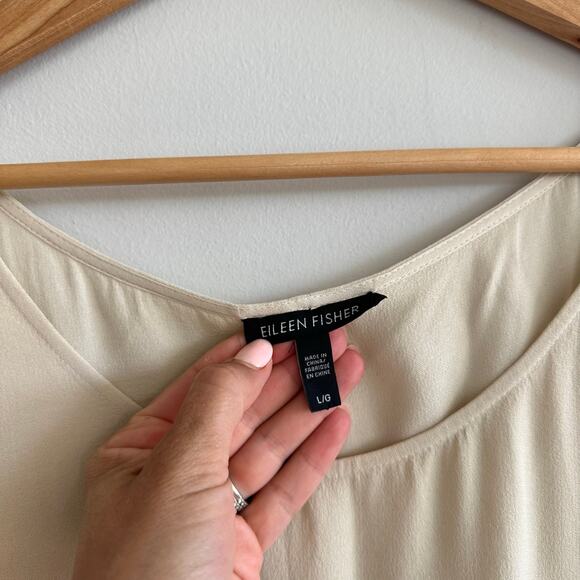 Eileen Fisher Silk Asymmetrical Tank Top Cream L - Picture 5 of 8